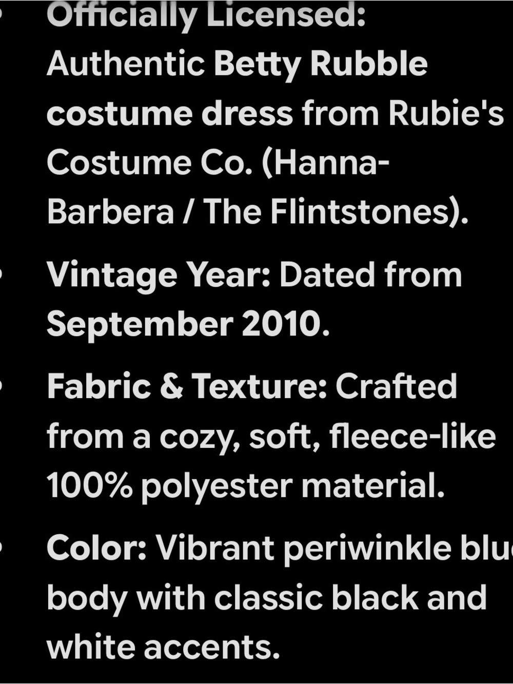 Rubie’s The Flintstones Betty Rubble Cosplay Halter Costume Dress Blue XS - Picture 8 of 9